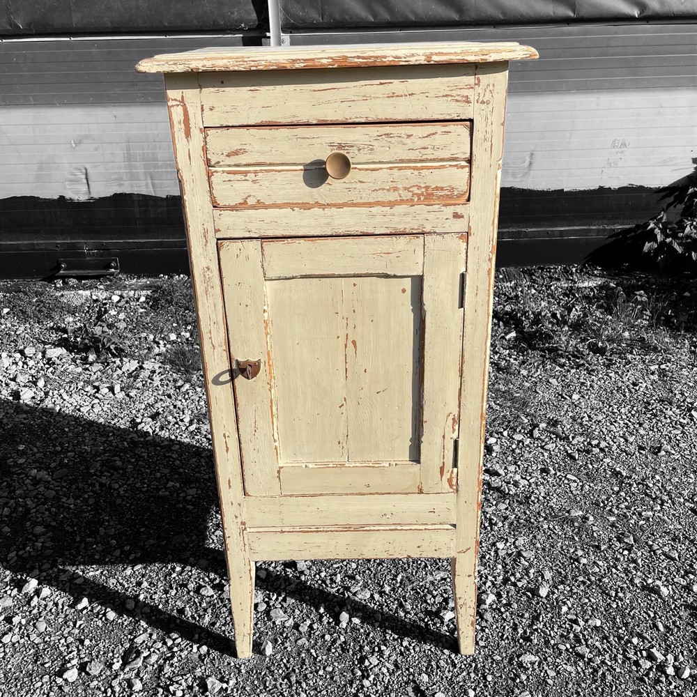 ANTIQUE FRENCH RUSTIC PAINTED TALL CUPBOARD c1900