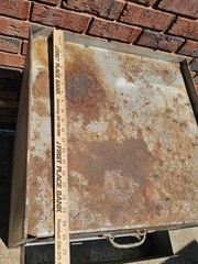VINTAGE INDUSTRIAL METAL TOOL BOX CABINET TWO DRAWERS OLD FACTORY CART