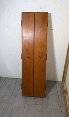 Vintage Rustic Solid Wood Skinny Display Curio Cabinet Memo Cork Board & Doors