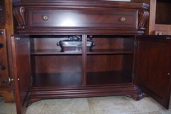 Broyhill Mahogany Wood China Marbel Top Silver Wear Cabinet