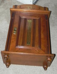 ANTIQUE ART NOUVEAU FRUITWOOD & BRASS WALL CABINET.