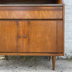 Petite Mid Century Walnut Hutch or Media Cabinet
