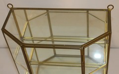 Vintage 3-Tier Brass Glass Mirrored Curio Cabinet Hanging Tabletop Display 14×10