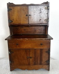 18″ TALL SALESMAN SAMPLE MINIATURE Wood HOOSIER CABINET Antique Vintage RARE