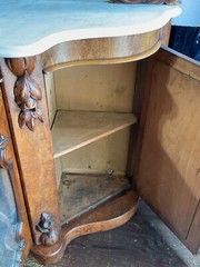 Antique Rosewood Victorian Cabinet Mirror Server Sideboard Carved 1860