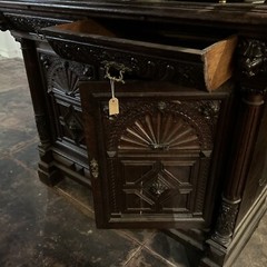 Pair Renaissance carved figural buffet, circa 1880 France