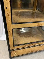 Vintage Biedermeier Style Burl Maple Vitrine Display Cabinet