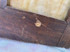 Antique Wood cabinet door Craftsman slag glass Primitive Hoosier architectural