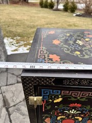 Vintage Chinoiserie Hand-Painted Lacquered Cabinet H25xW25xD18”