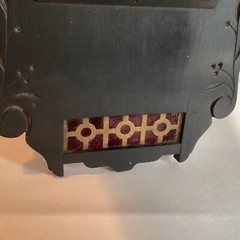 Antique Aesthetic Movement Victorian Ebonized Wall Shelf Velvet Brass H/P Flower