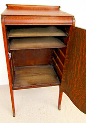 Antique Sheet Music Tiger Oak Cabinet, Record Cabinet, Side Table