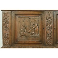 Antique Danish Renaissance Revival Carved Oak Bar Cabinet, Circa 1890s