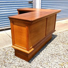 Antique Quarter Sawn Oak L Shaped General Store Counter Bar 1920s