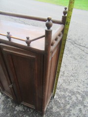 Antique Victorian Oak Stick & Ball Skeleton Key Medicine Cabinet Cupboard