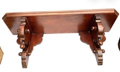 Antique Mahogany Wall Shelf: Edwardian Art Deco Plate Display (L. 61cm)