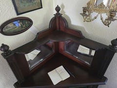 Unique Victorian Style Antique Corner Cabinet Glass and Mirror with Shelves