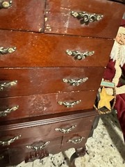 Antique Vintage Mahogany Salesman Sample Miniature Highboy Chest Clam Shell Rare