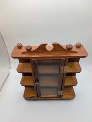 Small Vintage Wooden Curio Wall Mount Knik Knak Cabinet With Door