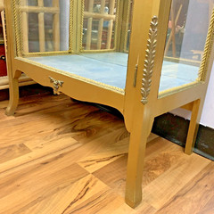 ATQ Gold Painted Wood Lighted Curio Cabinet + 3 Glass Shelves & Mirror 56″H 28″L