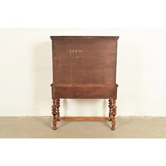 Early Romweber Antique English Jacobean Carved Oak Bar Cabinet, Circa 1900