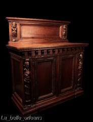 SUPERB WALNUT CARVED FIGURAL CABINET WITH HUTCH. WOW!!!
