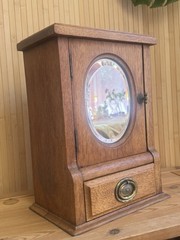 Antique Oak Apothecary Medicine Cabinet Bevelled Mirror Drawer 1920s/30s