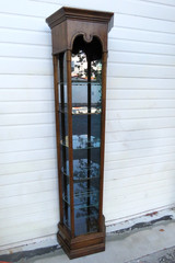 Hollywood Regency Extra Tall and Narrow Glass Shelving Display Bookshelf 6188