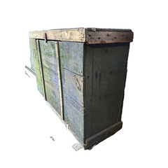 Primitive 2pc Step Back Wall Cupboard Blue & Green Patina Pickup 61103