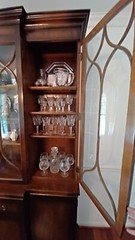 Vintage Georgian Style Mahogany Breakfront China Cabinet w/Hidden Secetary