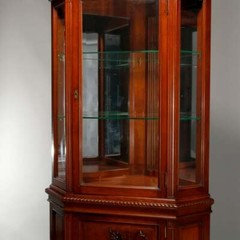 Antique Cherry Faceted & Mirrored Corner Cabinet c1890