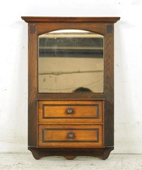Vintage Wall Mounted Oak Mirrored Shaving Medicine Cabinet