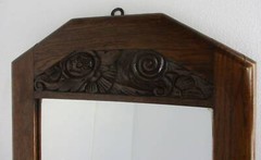 Hallway Cabinet Beveled Glass Mirror Hand Carved Antique XL HTF Impressive