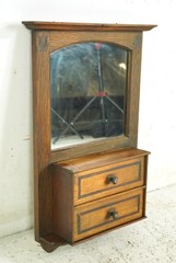 Vintage Wall Mounted Oak Mirrored Shaving Medicine Cabinet