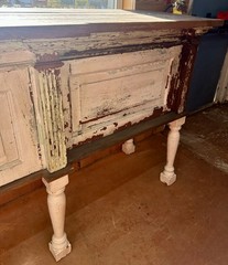 Rustic Custom-Built Cabinet/Counter Table w/ Heart Pine Top GA20719