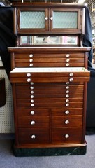 Antique Mahogany Dentist’s Cabinet American Cabinet Co 17 Drawers-4 Shelves 1900