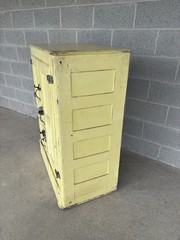 N. SNELLENBURG & CO. PHILADELPHIA ANTIQUE OAK PAINTED ICE BOX