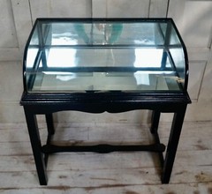 Victorian Ebonised Bow Fronted Display Cabinet