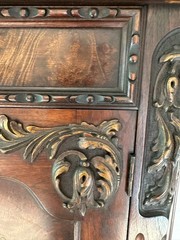 Antique H. Herrmann Cabinet – Carved Walnut, Portrait Panels, Early 1900s