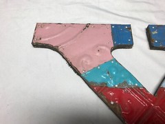 Decorative Salvaged Tin Ceiling 16″ Patchwork Mix Color Metal Letter X 1783-23B