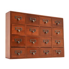 16 Drawers Vintage Tabletop Library Card Catalog Cabinet Apothecary Storage Box