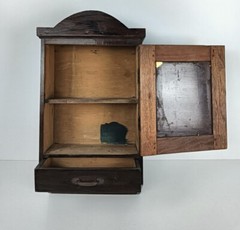 dark tapped wooden medicine apothecary pharmacy shaving cabinet beveled glass mi