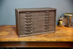 Antique 15 Drawer Wood Apothecary Cabinet Vintage Tool Box typeset watchmaker