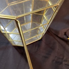 Vintage Metal, Glass, and Clear Back Octagonal Curio Cabinet Display Case