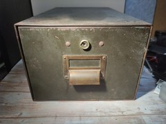 Vintage RONEO Metal File Drawer Cabinet Box Index File Cards military Office