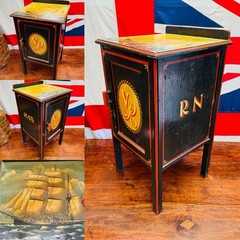 Fabulous Victorian Royal Navy Style Painted Bedside Pot Cupboard d.1843