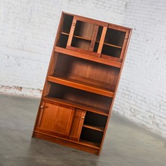 Scandinavian Modern Teak 2 Piece Display Cabinet or Bookcase Made in Denmark