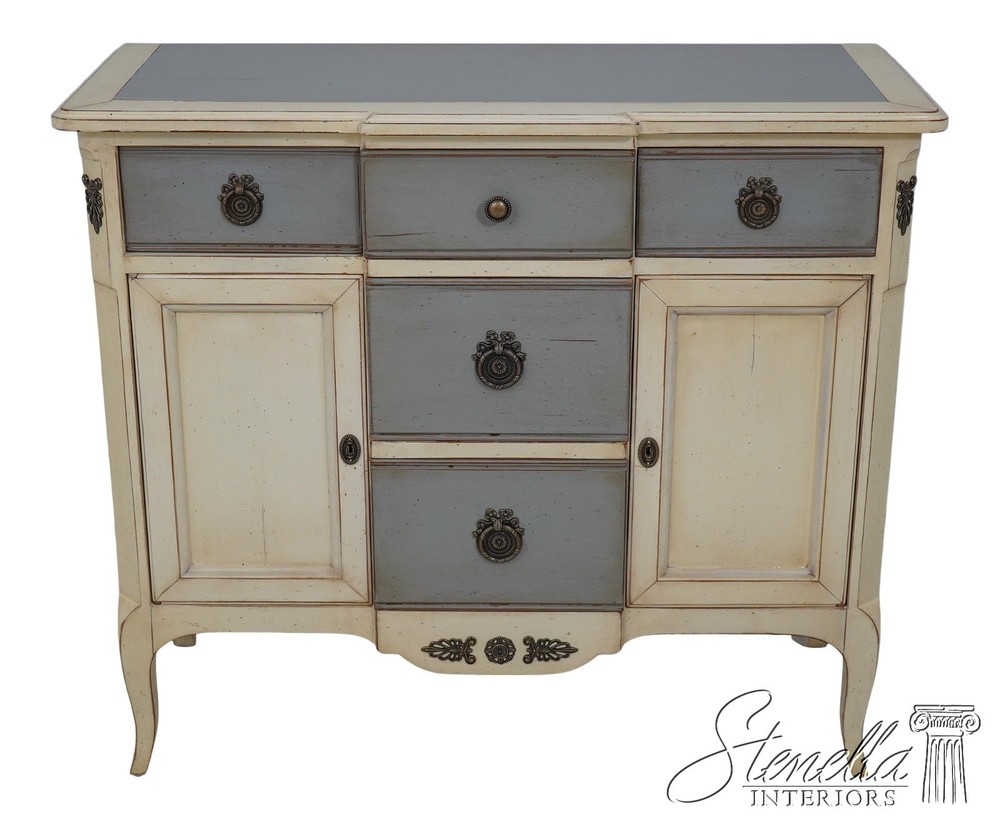 L60315: French Louis XV Paint Decorated Server Console Cabinet