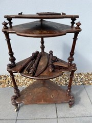 Antique Victorian Walnut Inlaid Corner What Not