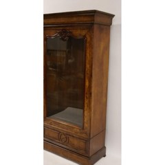 Antique Louis Philippe Walnut Two Drawer Display Bookcase Cabinet.