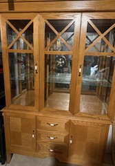 Cabinet China Closet with Glass Doors. Mirror. 3 Drawers. 2 Cabinets. 2 Pieces